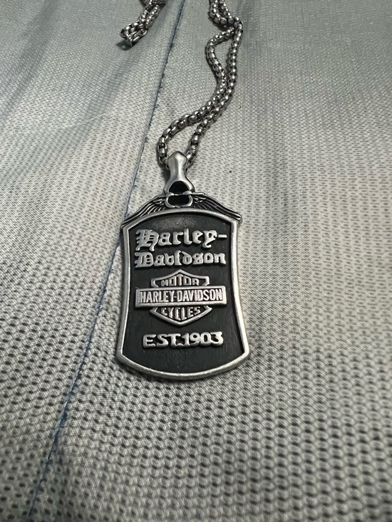 Harley-Davidson Other - Harley-Davidson Silver and Black Dog Tag Pendant Necklace